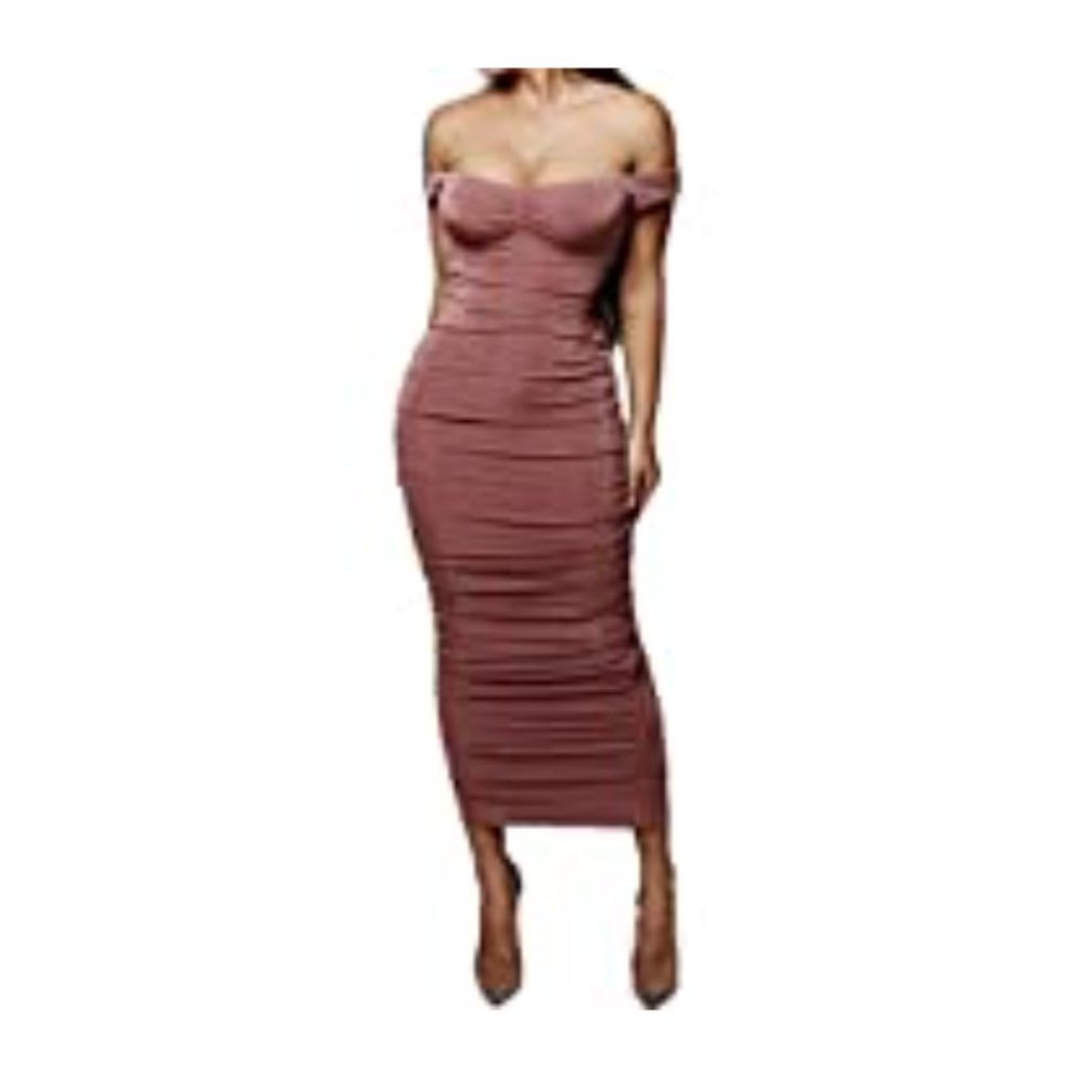pink ruched velvet bodycon maxi dress